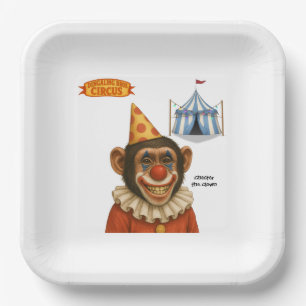 Chester the chimp clown paper plates