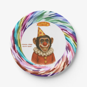 Chester the chimp clown paper plates