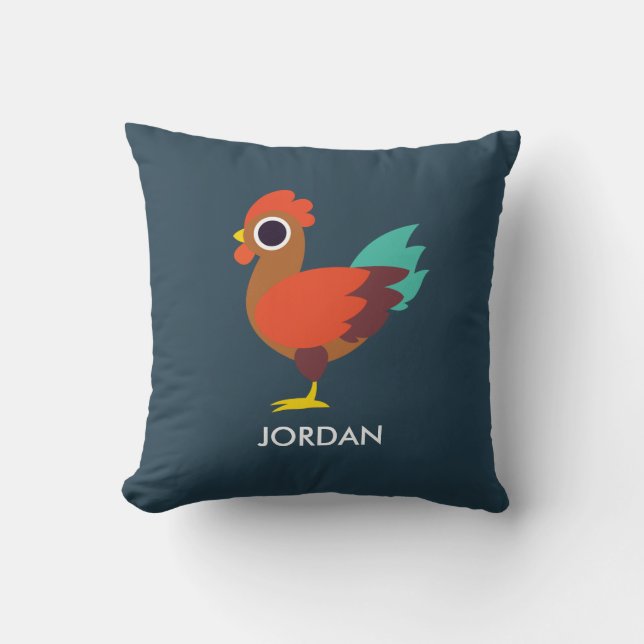 Chester the Rooster Throw Pillow (Front)