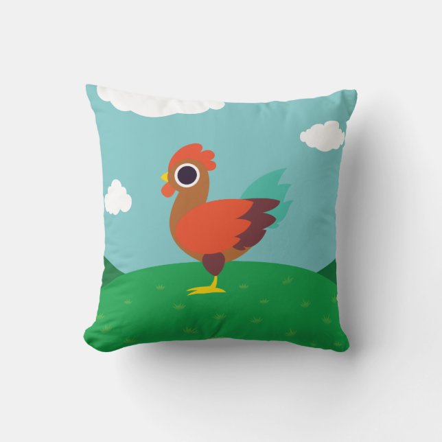 Chester the Rooster Throw Pillow (Front)