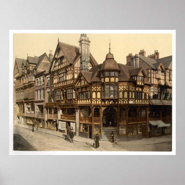 Chester town, 19th century Cheshire England Poster (Front)