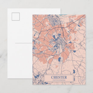 Chester United Kingdom Breezy City Map Travel Postcard