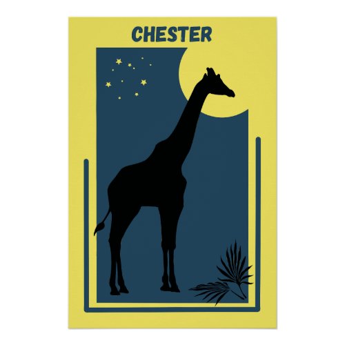 Chester Zoo Great Britain Vintage Giraffe Poster