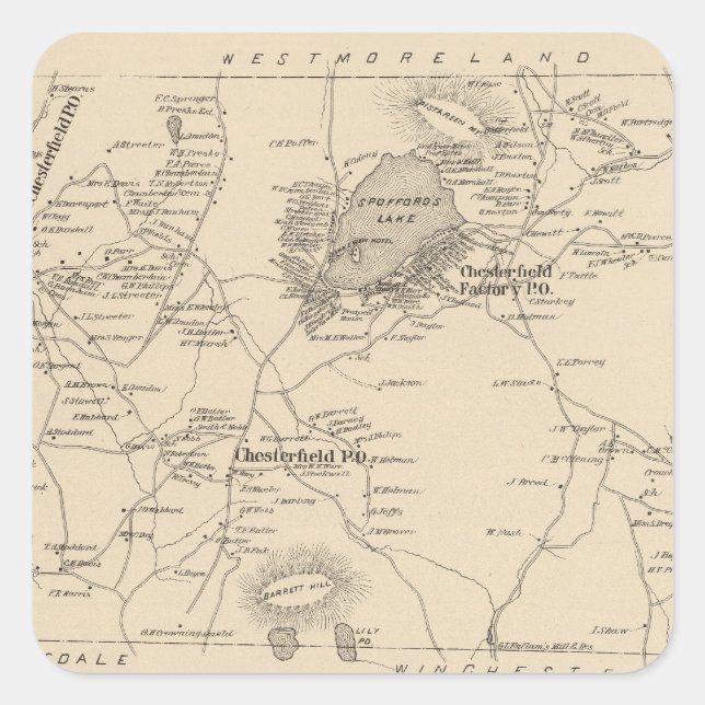 Chesterfield, Cheshire Co Square Sticker (Front)