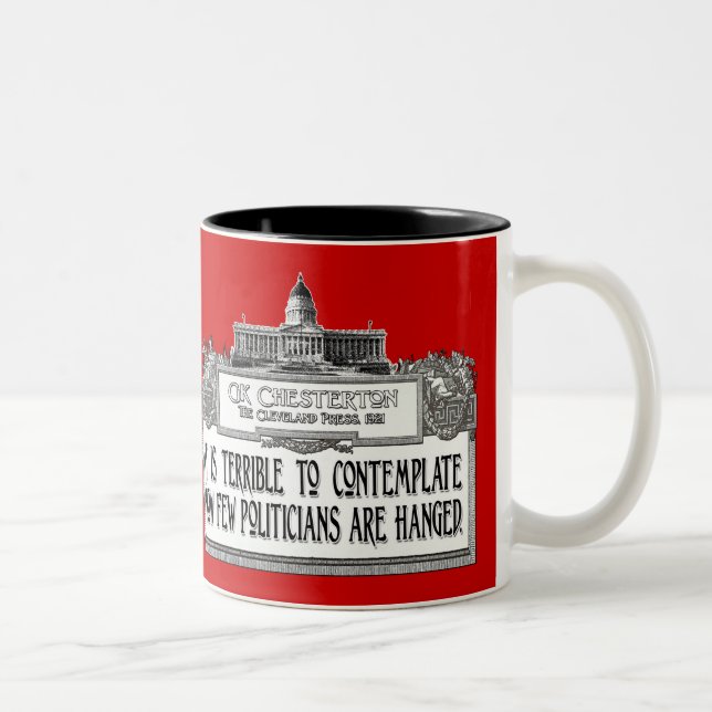 Chesterton on Politicians' Hanging Two-Tone Coffee Mug (Right)