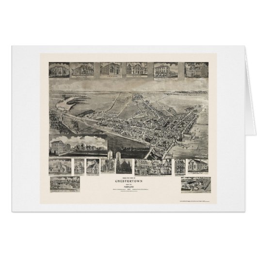 Chestertown, MD Panoramic Map - 1907 Cards (Front Horizontal)