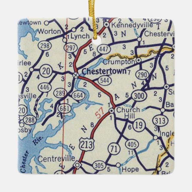 Chestertown MD Vintage Map Ceramic Ornament (Front)