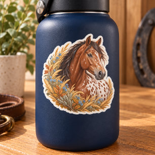 Chestnut Appaloosa Prairie Wildflowers Sticker