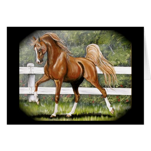 Chestnut Arabian Horse Running Cards (Front Horizontal)