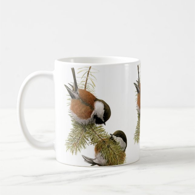 Chestnut-backed Chickadee Bird Painting Coffee Mug (Left)