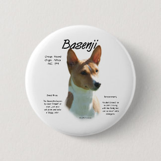 Chestnut Basenji History Design, All about Basenji Pinback Button