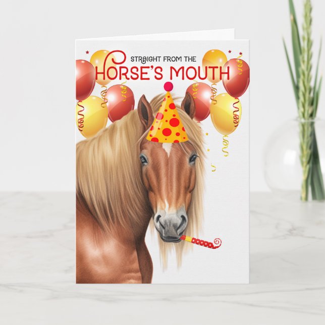 Chestnut Blonde Mane Horse Funny Birthday Card (Front)