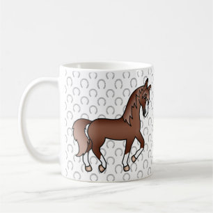 Chestnut Brown Cute Cartoon Trotting Horse Coffee Mug