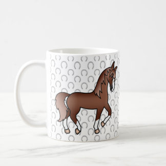 Chestnut Brown Cute Cartoon Trotting Horse Coffee Mug