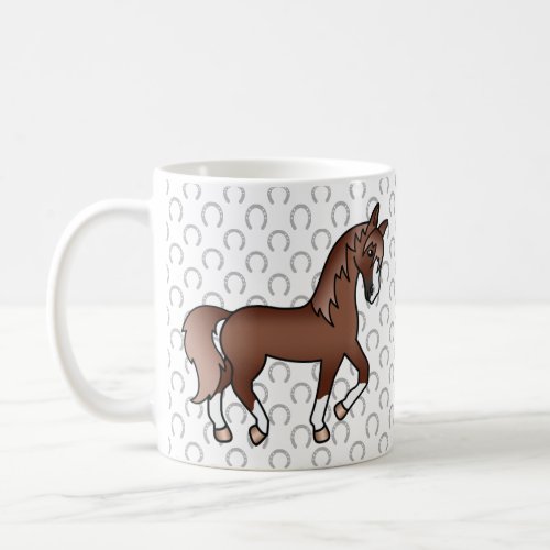 Chestnut Brown Cute Cartoon Trotting Horse Coffee Mug