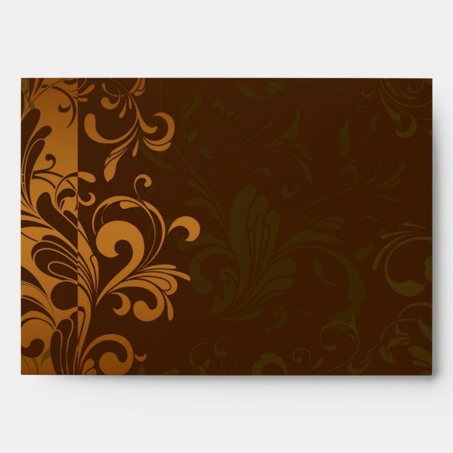 Chestnut Brown Gold/Green Swirl Envelope (Front)