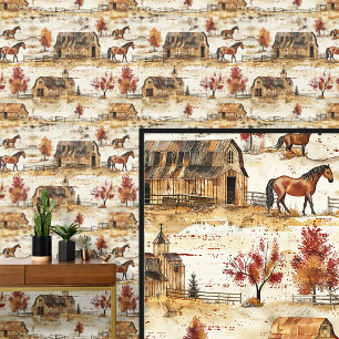 Chestnut Brown Horse Barn Autumn Ranch  Wallpaper