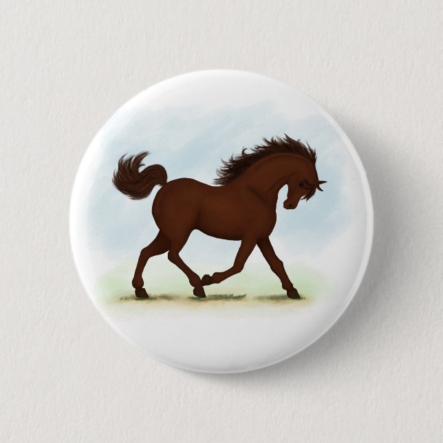 Chestnut Brown Horse Equestrian Button (Front)