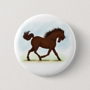 Chestnut Brown Horse Equestrian Button