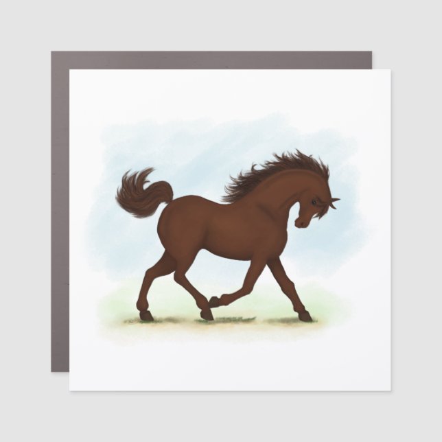 Chestnut Brown Horse Equestrian Car Magnet (Front)