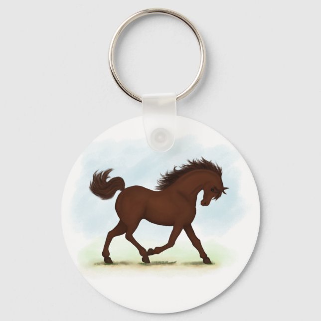 Chestnut Brown Horse Equestrian Keychain (Front)
