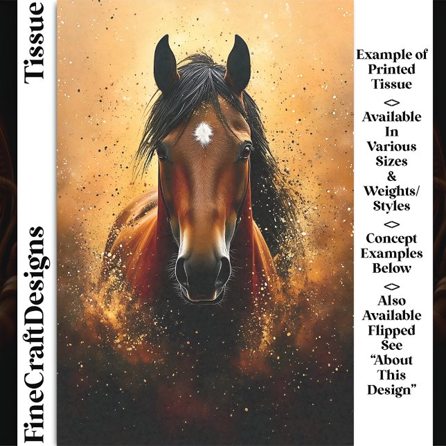 Chestnut Brown Horse, Gold & Black DF1R Decoupage Tissue Paper (Creator Uploaded)