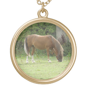 Chestnut Brown Horse Grazing Necklace