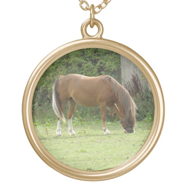 Chestnut Brown Horse Grazing Necklace (Front)