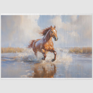 Chestnut Brown Horse on the Beach Decoupage Tissue Paper