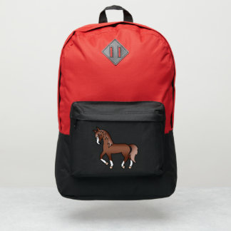Chestnut Brown Trotting Horse Cartoon Illustration Port Authority® Backpack