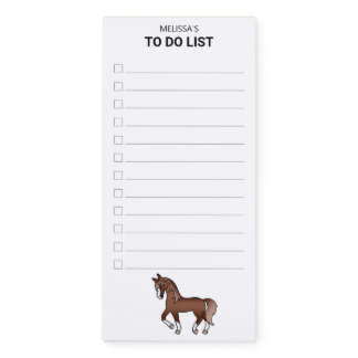 Chestnut Cute Cartoon Trotting Horse To Do List Magnetic Notepad