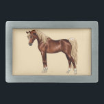 Chestnut Egyptian Arabian Horse Flaxen Mane & Tail Belt Buckle<br><div class="desc">Dark chestnut Egyptian Arabian horse with flaxen mane and tail.</div>