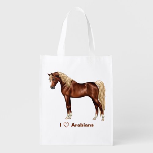 Chestnut Egyptian Arabian Horse Flaxen Mane  Tail Grocery Bag