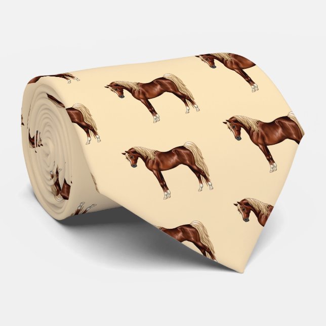 Chestnut Egyptian Arabian Horse Flaxen Mane & Tail Neck Tie (Rolled)