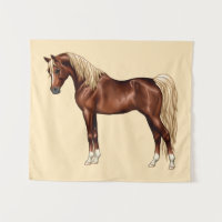 Chestnut Egyptian Arabian Horse Flaxen Mane & Tail