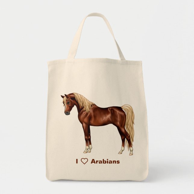 Chestnut Egyptian Arabian Horse Flaxen Mane & Tail Tote Bag (Front)