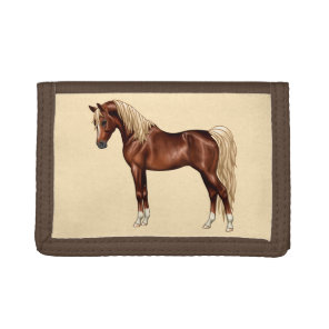Chestnut Egyptian Arabian Horse Flaxen Mane & Tail Tri-fold Wallet