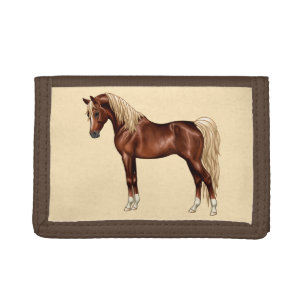 Chestnut Egyptian Arabian Horse Flaxen Mane & Tail Tri-fold Wallet