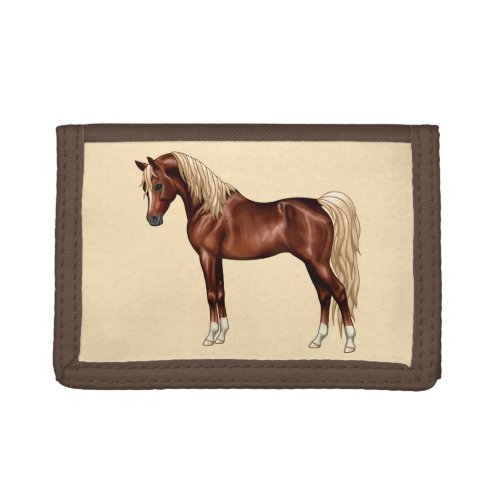 Chestnut Egyptian Arabian Horse Flaxen Mane  Tail Trifold Wallet