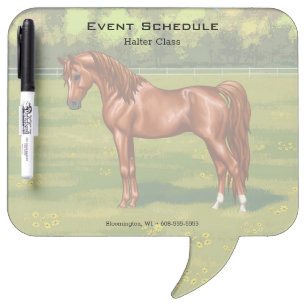 Chestnut Egyptian Arabian Horse in Spring Pasture Dry Erase Board