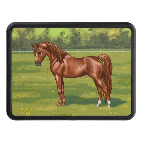 Chestnut Egyptian Arabian Horse in Spring Pasture Hitch Cover