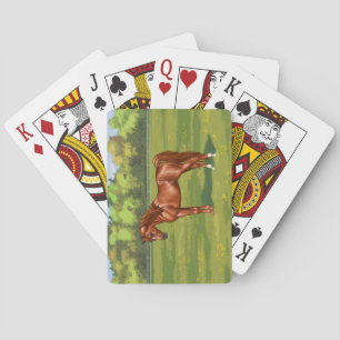 Chestnut Egyptian Arabian Horse in Spring Pasture Poker Cards