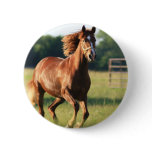 Chestnut Galloping Horse Button