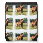 Chestnut Galloping Horse Drawstring Bag