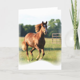 Chestnut Galloping Horse Greeting Card