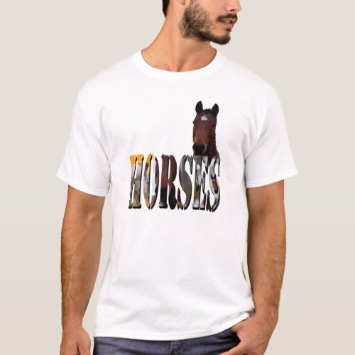 Chestnut Horse And Horses Picture Logo T_Shirt