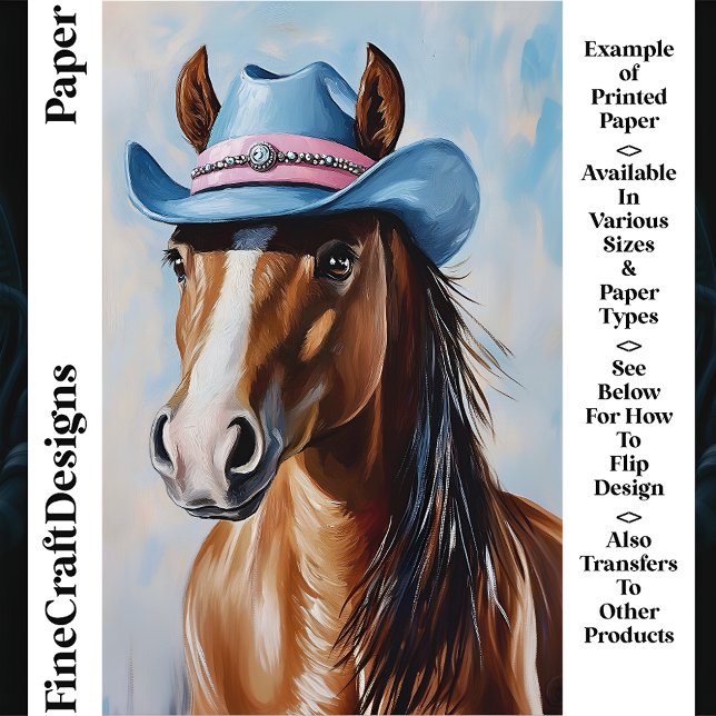 Chestnut Horse Blue Cowboy Hat CS8 Craft Paper (Creator Uploaded)