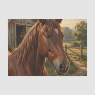 Chestnut Horse Golden Hour Barn Tissue Paper