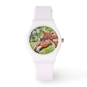 Chestnut Horse Head Photo Portrait Watch