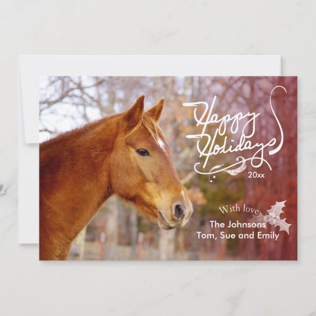 Chestnut Horse Holiday Photo Cards (Front)